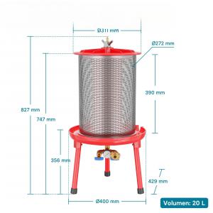 Erőteljes gyümölcsléprés sajtológép - 20 liter kapacitás 3bar nyomás