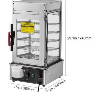 Ételmelegítő és pároló berendezés, 5 szintes rozsdamentes acél gőzölő, 30–110 °C termosztatikus szabályozással és LED-es kijelzéssel
