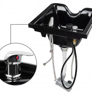 Fekete Műanyag Hajmosó Tál komplett szifon szettel