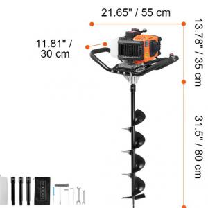 Földfúró,  lyukfúró, gödörfúró  52 cm³ 1450 W  2db fúrószárral