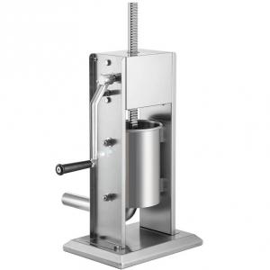 Függőleges kézi kolbásztöltő – 3 literes kapacitás, dupla légtelenítő szelep, 4 rozsdamentes acél töltőcső, kétfokozatú (gyors/lassú) működés, stabil tapadókorongos kivitel