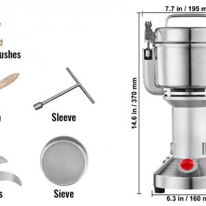 Fűszermalom, gabonadaráló, fűszerdaráló gép rozsdamentes acél 750g-2000W