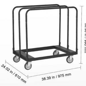 Gipszkarton szállítókocsi  680 kg teherbírású– acél panelkocsi 915 × 610 mm-es rakfelülettel és 127 mm-es forgó kerekekkel falpanelekhez, lemezekhez és fűrészáruhoz
