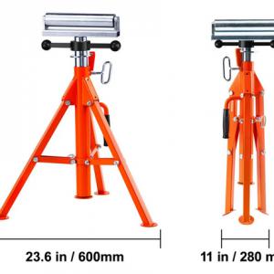Görgős állvány csőtartó állvány (1134 kg), állítható magassággal (70–132 cm),