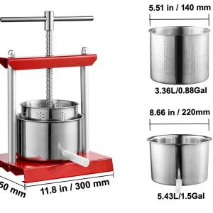 Gyümölcsprés borprés acél 6 liter