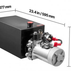 Hidraulikus szivattyú 12V DC, 10 L tartály – egyszeres működésű, 22 MPa, 3,4 l/perc, fém tartály