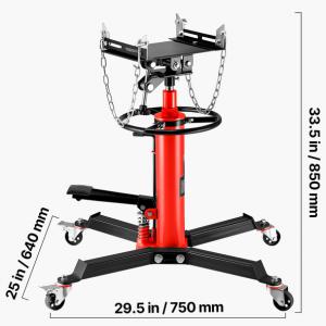 Hidraulikus teleszkópos váltóemelő, 750 kg teherbírás, 2 fokozatú emelő, lábpedállal, 360°-ban forgó kerekekkel, garázs- és műhelyhasználatra, piros