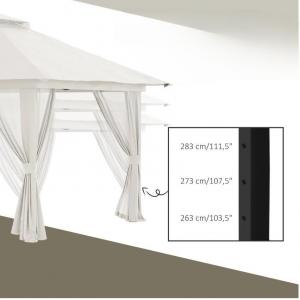 Hollywood összecsukható kerti pavilon és pergola 4 × 4 × 3 m, krémfehér kivitelben, szellőzőtetővel, levehető hálós függönyökkel, 3 fokozatban állítható lábakkal, 4 db homokzsákkal és  hordozótáskával