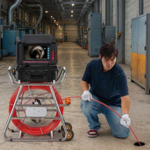 Ipari Csatornavizsgáló kamera – 100 m félmerev kábel, 25,6 cm (10,1”) érintőképernyős kijelző, 512 Hz-es jelküldő, távolságmérő, 12 LED-es megvilágítás, 32 GB memóriakártya, IP67 védettség