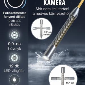 Ipari csatornavizsgáló kamera 50m ⌀23 mm 1080P 9" kijelző, 512 Hz helymeghatározó