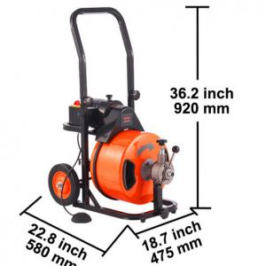 Ipari csőtisztító gép, csőgörény csatornatisztító gép – Elektromos lefolyótisztító gép – 30,5 m x Ø12,7 mm automata adagolás