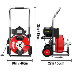 Ipari Csőtisztító gép duguláselhárító, lefolyótisztító gép 370W (32-100 mm átmérő), 22 m