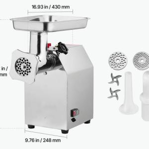 Ipari elektromos húsdaráló, 1100 W, 230 V, 22-es darálófej, 4,2 kg/perc teljesítmény, rozsdamentes acél, kolbásztöltő tartozékokkal