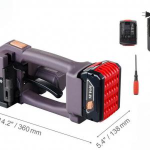 Ipari elektromos pántológép PP és PET pántszalagokhoz (10–19 mm) – 800–5000 N feszítőerővel, nagy kapacitású akkumulátorral