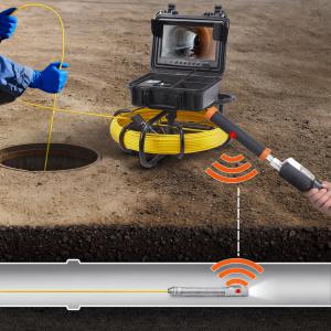 Ipari endoszkópos csatorna- és csővizsgáló kamera 512 Hz-es jeladóval, 23 cm-es 720p felbontású kijelzővel és 91 méteres kábellel