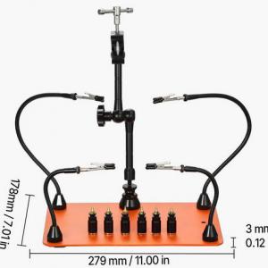 Ipari kivitelű mágneses segítőkéz forrasztóállomás állítható karokkal és acél talppal