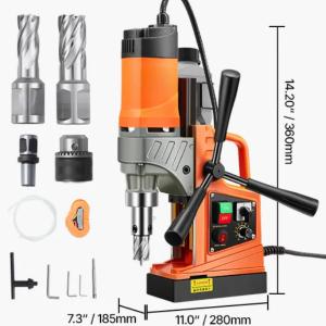 Ipari mágneses fúrógép 1450 W, 40 mm fúrási átmérő, 12 500 N mágneses tartóerő, változtatható fordulatszám, 2 db magfúróval