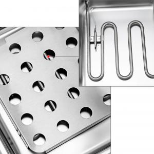 Ipari olajsütő – 2 × 6 literes kapacitás, összesen 5000 W teljesítmény, független hőmérséklet-szabályozás, rozsdamentes acél kivitel