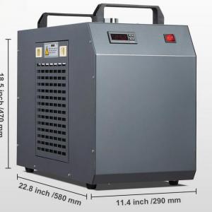 Ipari vízhűtő – 1450 W hűtőteljesítmény, 550 W teljesítmény, 7 L víztartály, max. 13 l/perc áramlás, kompresszoros hűtőrendszer CO₂ lézergravírozó gépekhez