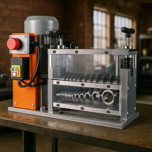 Kábelhántóló, vezetékcsupaszító gép – 750 W teljesítmény, kb. 30 m/perc sebesség, 1,5–40 mm kábelátmérőhöz, ipari alumínium kivitel