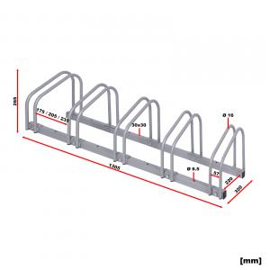 Kerékpártároló, kerékpártartó, bicikli tároló fém 5 állásos