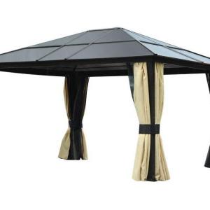 Kerti pavilon merev tetővel – alumínium szerkezet, polikarbonát tető, időjárásálló, prémium kivitel (420×360 cm)