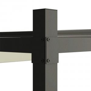 Kerti pergola 3 × 3 m, krémfehér, kihúzható sínrendszeres tetővel, mágneszáras rögzítéssel, UPF 30+ UV-védelmű PA-bevonatú poliészter ponyvával és megerősített porfestett acélvázzal