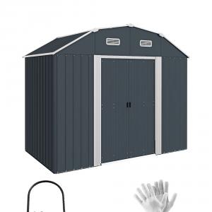Kertiház szerszámtároló fészer horganyzott acél 238x132x198 cm alappal sötétszürke (6,23 m³)