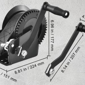Kézi csörlő 725kg vontatási kapacitással, 10 m poliészter hevederrel és kétirányú racsnival