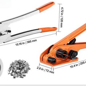 Kézi pántfeszítő és tömítő készlet PP pántszalaghoz – alumíniumötvözet kivitel, 100 m pántszalaggal és 100 db csattal