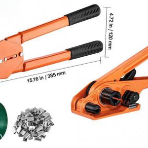 Kézi pántfeszítő pántológép  és tömítő készlet – alumíniumötvözet szerszámokkal, nagy szilárdságú PET pánttal (1000 láb), 300 db csattal