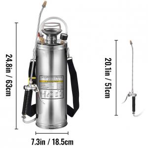 Kézi permetező – 10l, rozsdamentes acél