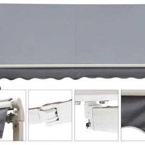 Kihúzható Napellenző kézi karral – 3,95 × 2,45 m, szürke/fehér