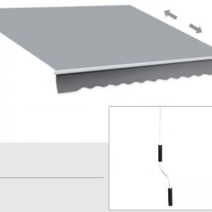Kihúzható Napellenző kézi karral – 3,95 × 2,45 m, szürke/fehér