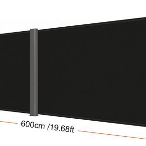 Kihúzható Terasz Árnyékoló paraván, oldalfal 180x600 cm fekete