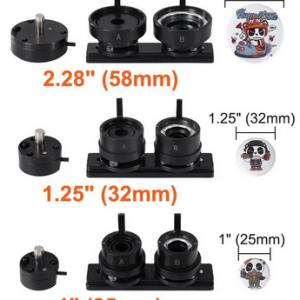 Kitűző készítő gép – Gombkészítő gép 3 az 1-ben – 25 / 32 / 58 mm-es jelvénylyukasztó és gombkészítő készlet, 300 db gombalkatrésszel, körvágóval