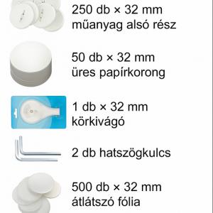 Kitűző készítő gép – Gombkészítő gép, 32 mm-es jelvénylyukasztó préskészlet