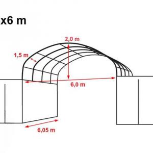 Konténer sátor 6x6m PE ponyva fehér, statikai megerősítéssel