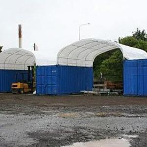 Konténer sátor  raktársátor, mezőgazdasági-ipari tároló 6x6m  ponyva PVC  fehér