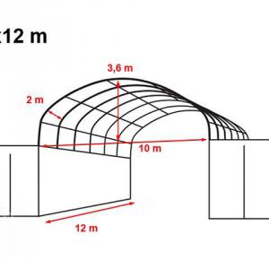 Konténer sátor raktársátor, tárolósátor  10x12m ponyva tűzálló  PVC fehér (120m2)