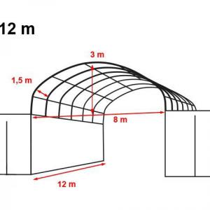Konténer sátor raktársátor, tárolósátor  8x12m  ponyva tűzálló PVC zöld (96m2)