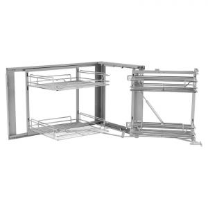 Konyhaszekrény-rendező, 2 szint, kihúzható sarkok, 4 polc