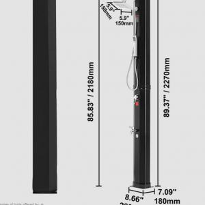 Kültéri napelemes zuhanyzó, lábmosó funkcióval - 40 L fekete