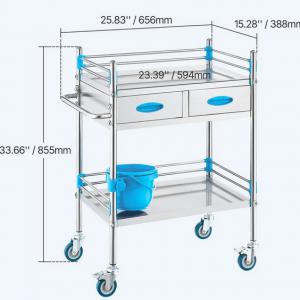 Laboratóriumi orvosi kocsi rozsdamentes acél 66 × 39 × 86 cm