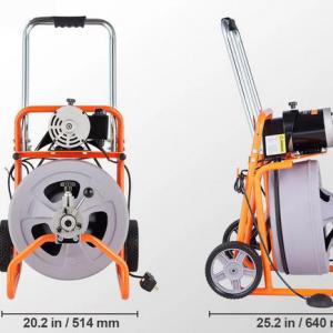 Lefolyótisztító, csőtisztító gép, csőgörény  22,8 m x 12,7 mm automata adagolású csatornatisztító, 8 vágófejjel és lábkapcsolóval, 50–100 mm csövekhez