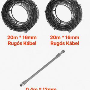 Lefolyótisztító, csőtisztító gép, csőgörény 500 W - Ø16 mm 40 m-es acélrugós kábellel és 6 vágófejjel, 50–110 mm átmérőjű csövekhez