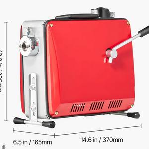 Lefolyótisztító, csőtisztító gép, csőgörény 500 W - Ø16 mm acélrugós kábellel (20 m, 5 m, 0,4 m) és 8 cserélhető vágófejjel, 50–110 mm átmérőjű csövekhez