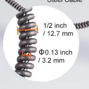Lefolyótisztító gép 15 m × 12,7 mm – kézi adagolású csőgörény kerekekkel, 4 vágóval, lábkapcsolóval, kerekekkel 50–100 mm csövekhez