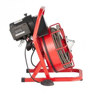 Lefolyótisztító gép, csőtisztító 15 m × 9,5 mm, kézi adagolású, 250 W, 50–100 mm csövekhez