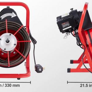 Lefolyótisztító gép kézi adagolással és 4 vágóéllel – 22,9 m / 9,5 mm kábel